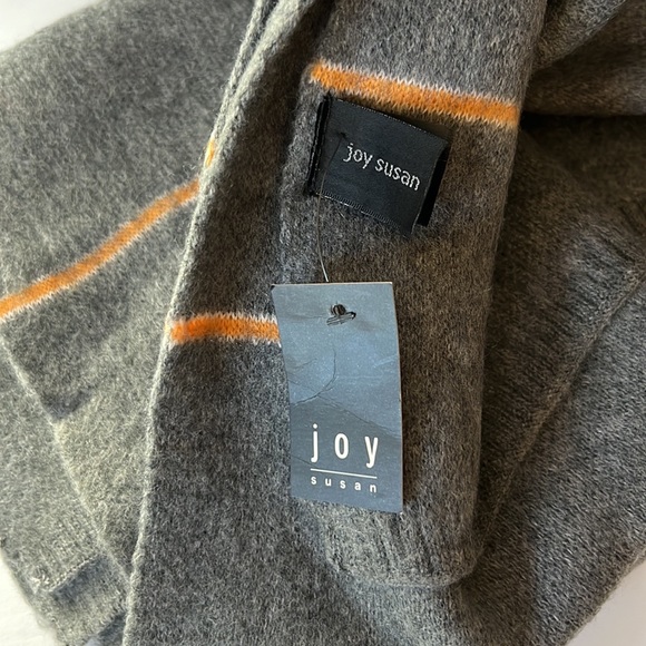 Joy Susan Scarf Gray with Orange Stripes Soft Knit - Picture 5 of 6